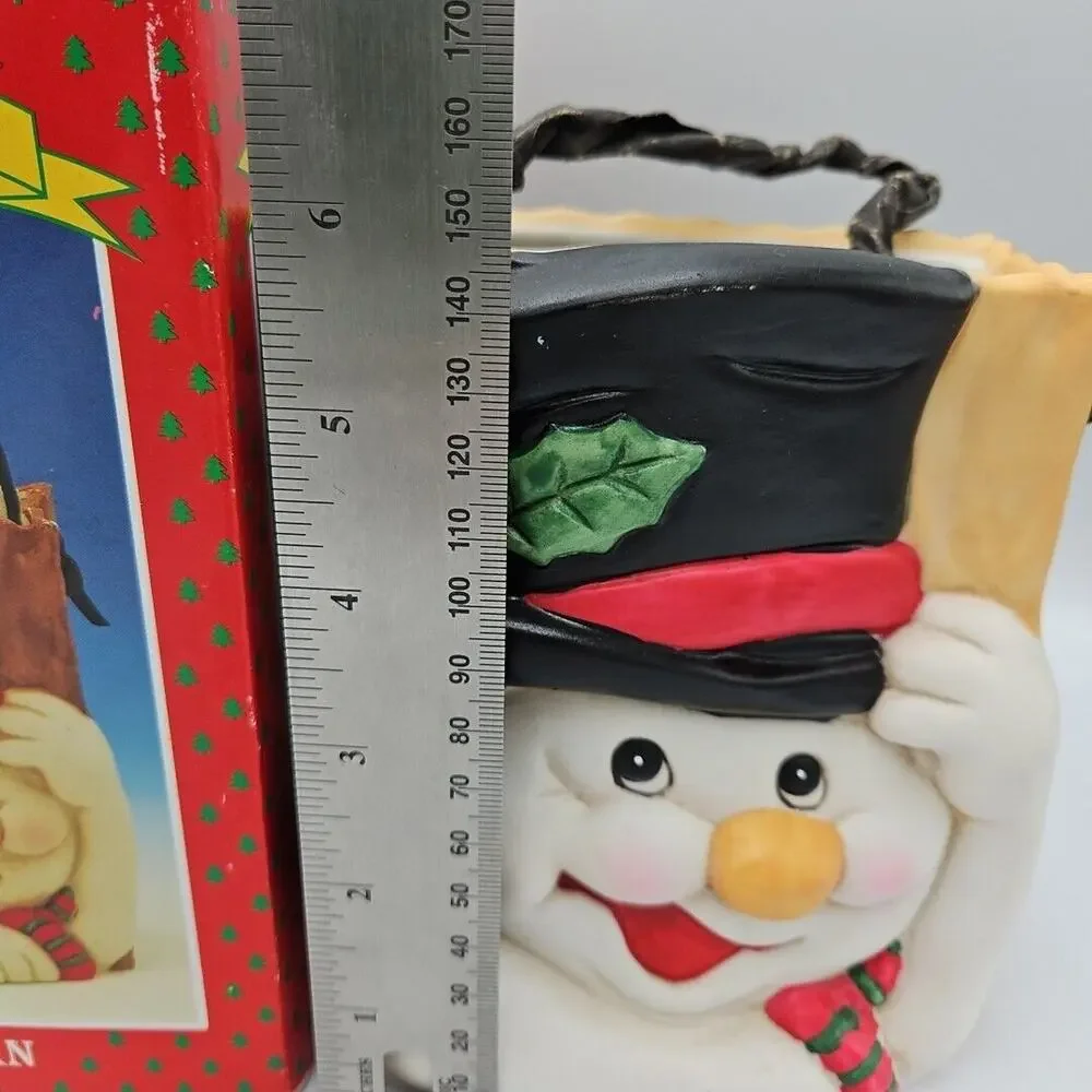 Vintage Ceramic Christmas Decor Snowman Gift‎ Bag Ceramic Dish